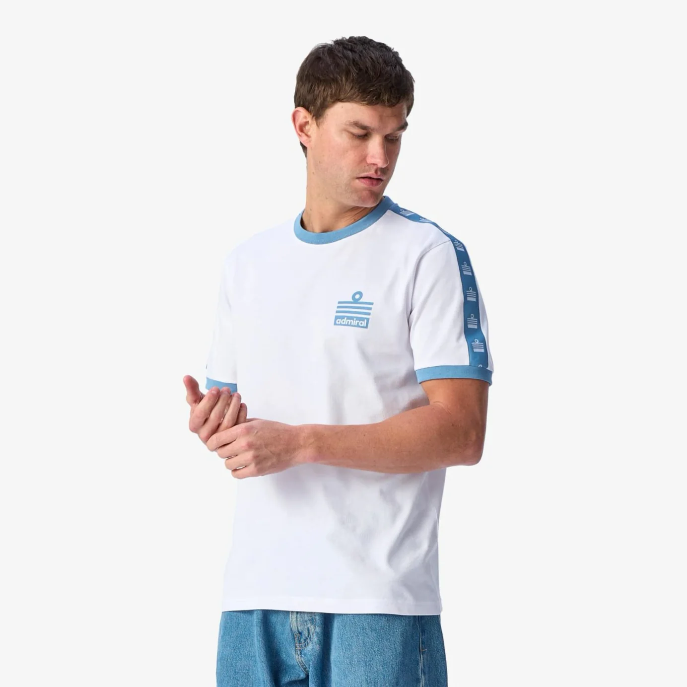 Perryman Tape T-Shirt - White/Sky - Image 2